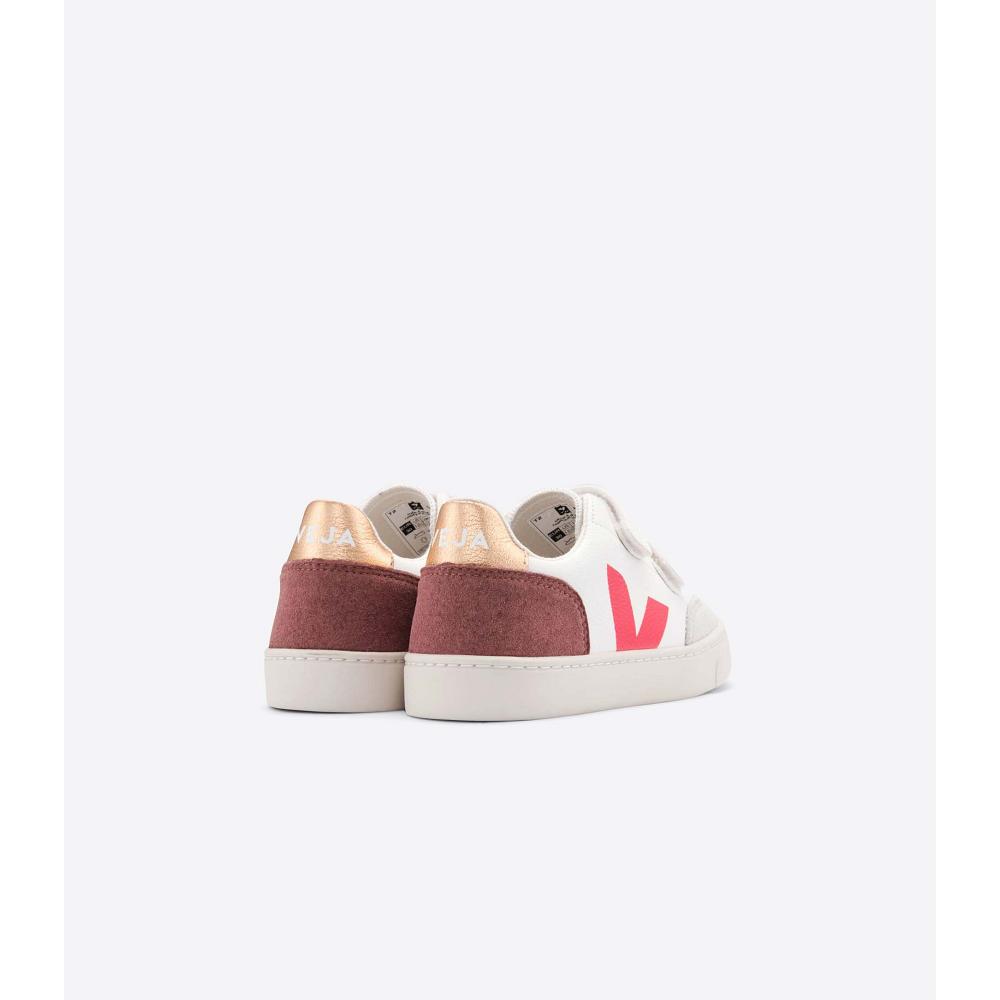 Kids' Veja V-12 CHROMEFREE Sneakers White/Red | ZA 885SGL